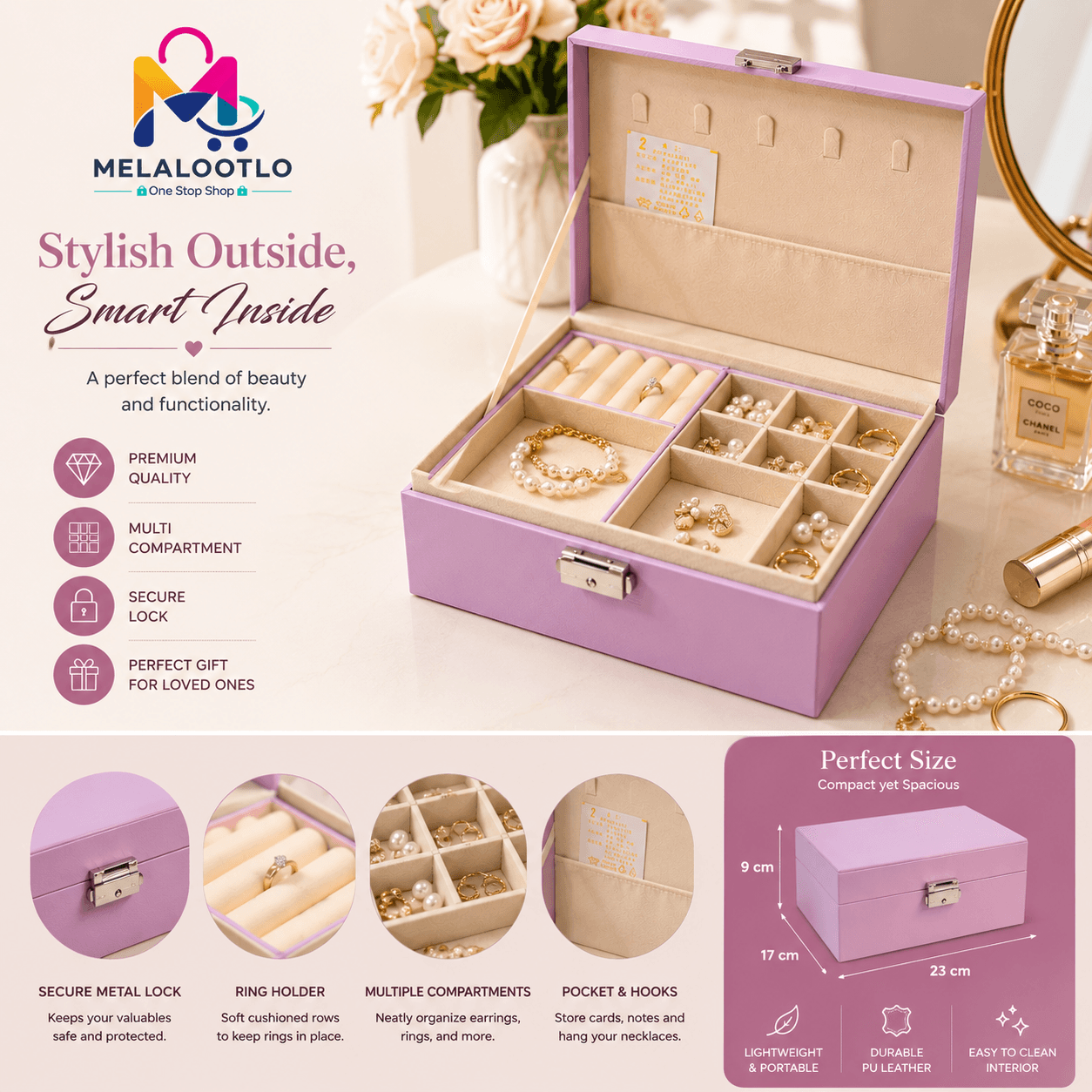 Luxury Multi Purpose Jewelry & Makeup Storage Box Pink Edition